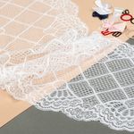 Кружево эластичное (стрейч) 180 мм, 8018, 1 белый, 3м, Kruzhevo