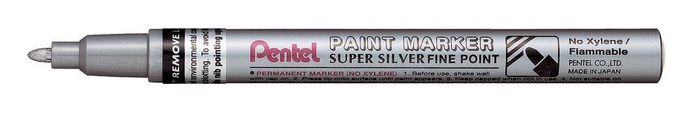 Маркер перманентный Paint 2.9 мм, пулевидный 12 шт, MSP10-Z серебро, Pentel