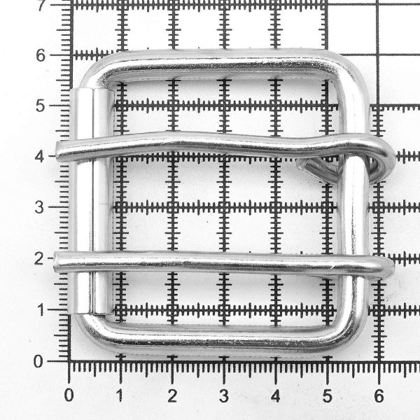 Пряжка ременная металл 46 мм (58х56 мм, ⌀6 мм), роликовая, никель, П-10-19, 4 шт