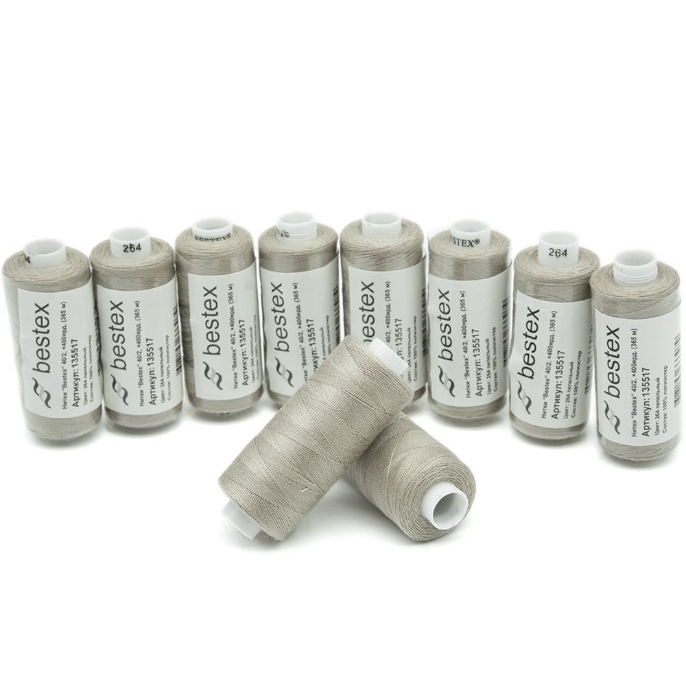 Нитки швейные бытовые Bestex 40/2, 365 м (400 ярд) / 10 кат., 264 пепельно-розовый
