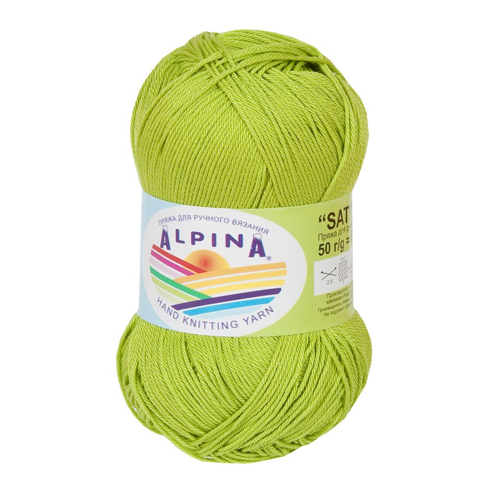 Пряжа Alpina Sati / уп.10 мот. по 50г, 170м, 088 яр.зеленый