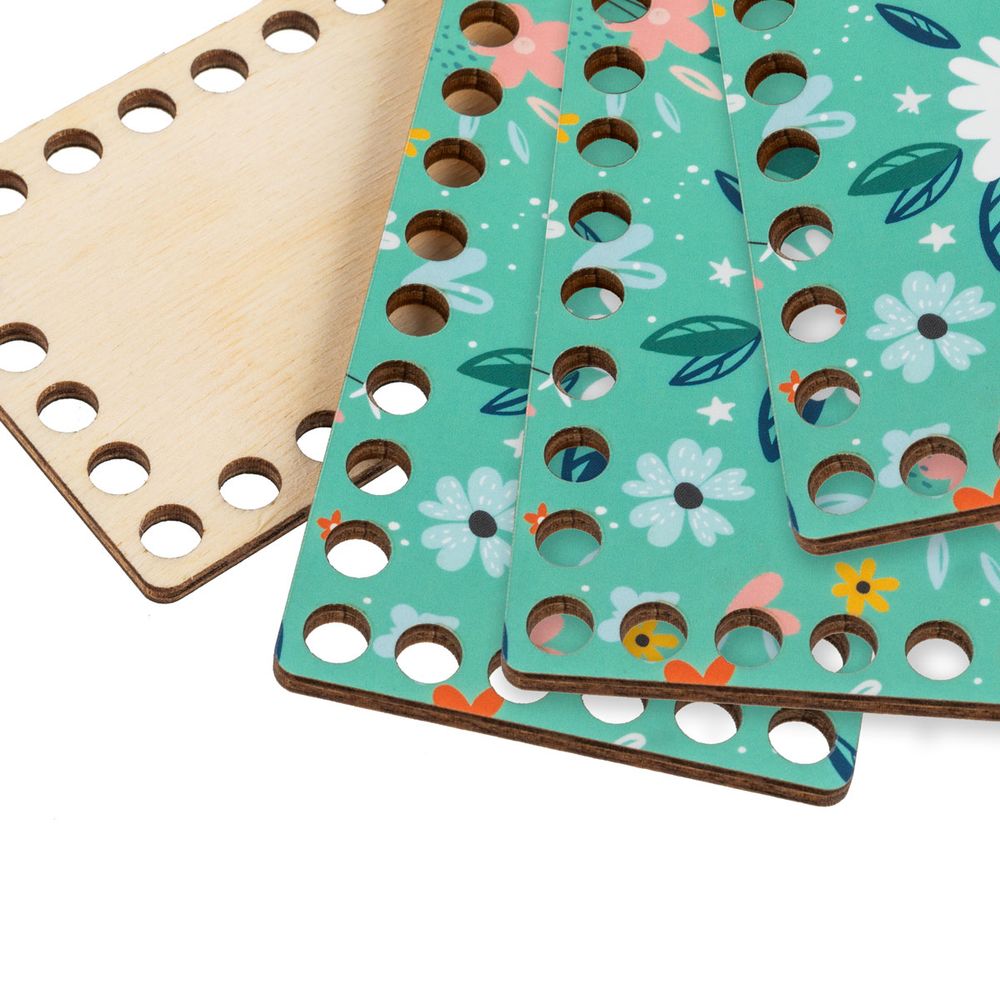 Набор донышек для вязания Матовый фанера 12х7х0.4 см, 4 шт, 03 Рисунок, Love2art ДВ-04