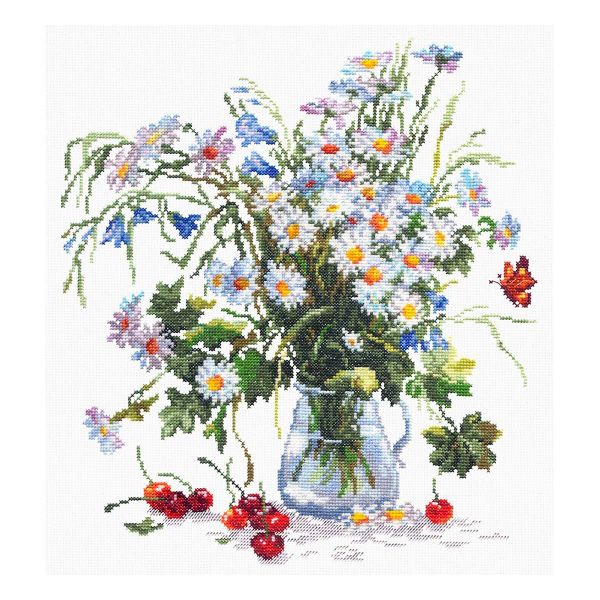 Набор для вышивания нитками Чудесная игла, Ромашки и колокольчики, 29х32 см