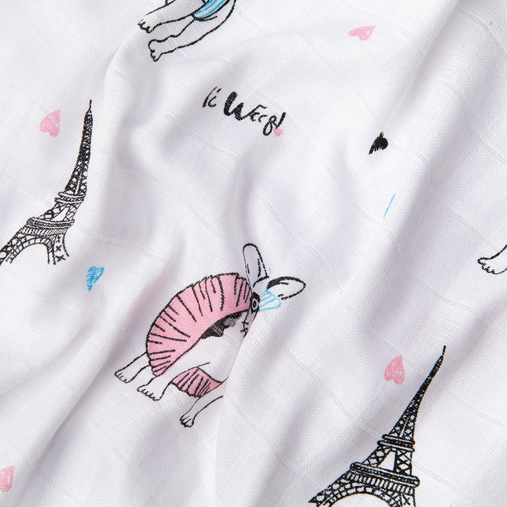 Муслин 105 г/м², 125 см, ±2 см, 100% хлопок, 08-мопсики, Peppy