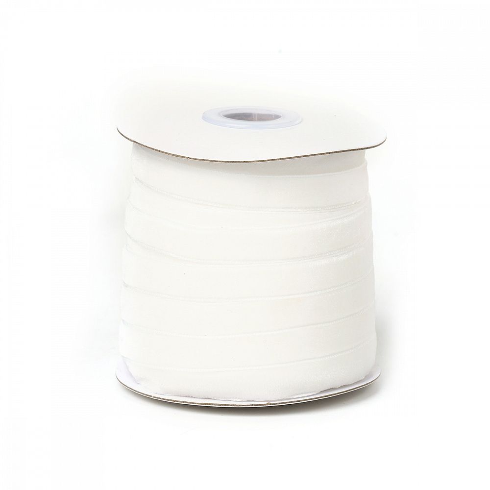 Лента бархатная (тесьма) 10.0 мм / 22.86±1 метров, арт.10VR02 нейлон цв.белый