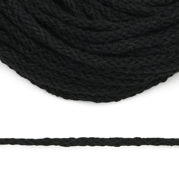 Шнур круглый х/б ⌀3.5 мм / 20 метров, (7092), 20 черный