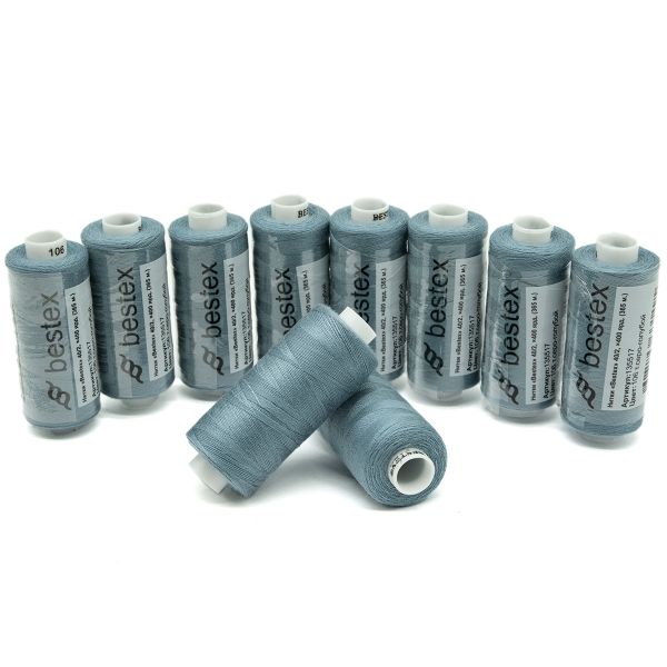 Нитки швейные бытовые Bestex 40/2, 365 м (400 ярд) / 10 кат., 106 серебристо-голубой