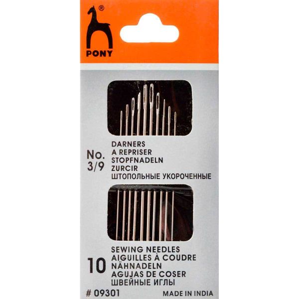 Иглы ручные ремонтные универсальные №3-9,10 шт, Pony