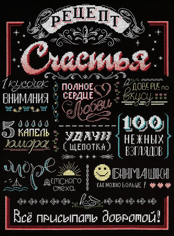 Набор для вышивания нитками МП Студия, Рецепт счастья 30х40 см