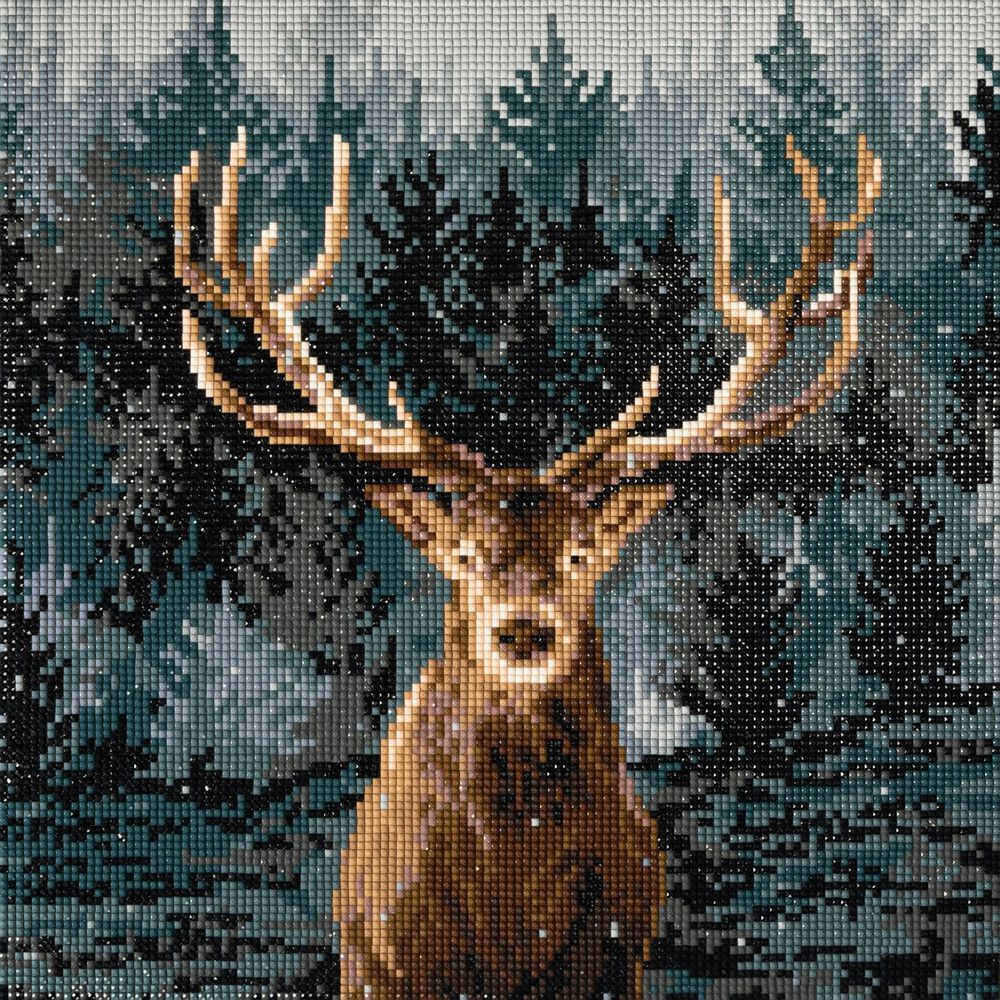 Алмазная (кристальная) мозаика Фрея ALPD-233, на подрамнике Олень, 30х30 см