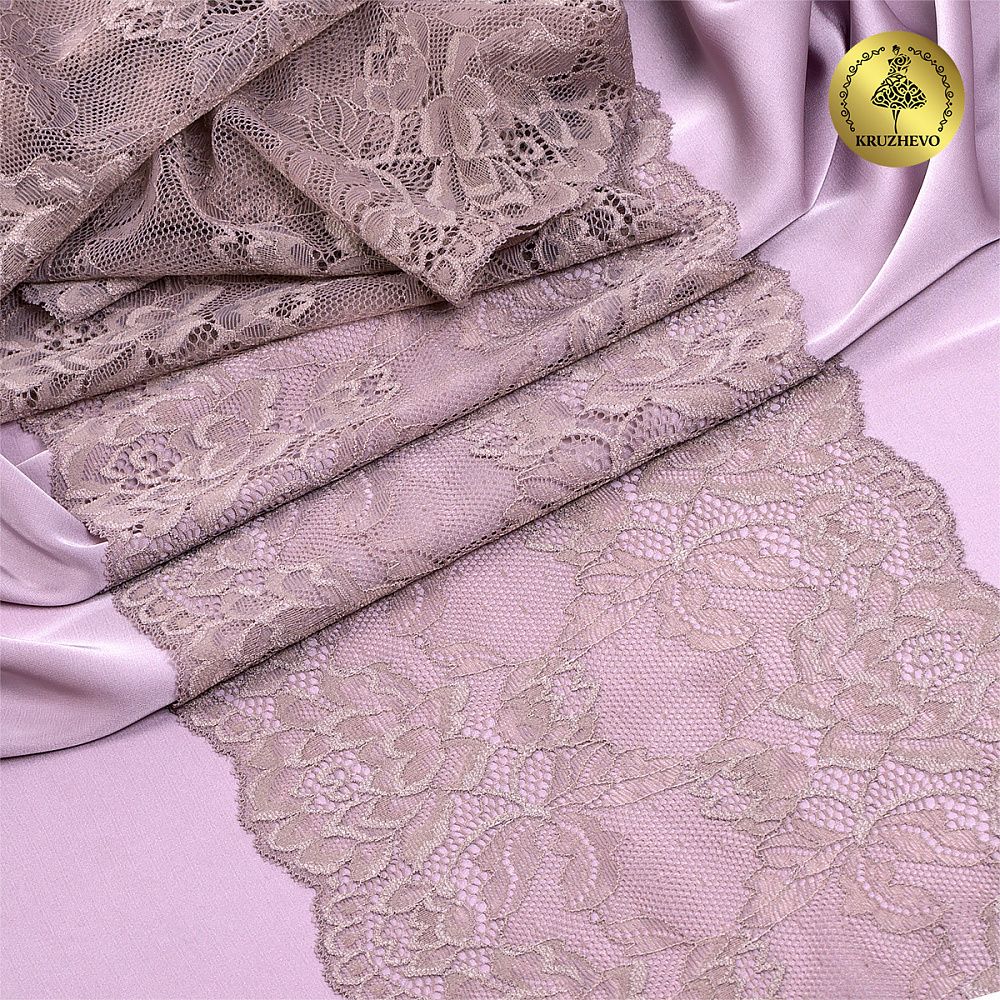 Кружево эластичное (стрейч) L838 180мм цв.10 капучино, 25м, Kruzhevo