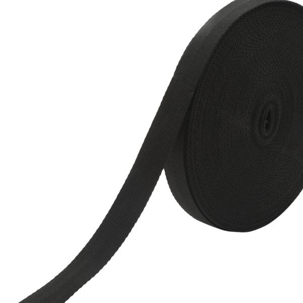 Стропа (ременная лента) 25 мм / 25 метров, толщ. 1.0 мм, [15.1 г/пог.м], 100% п/п, 20 черный