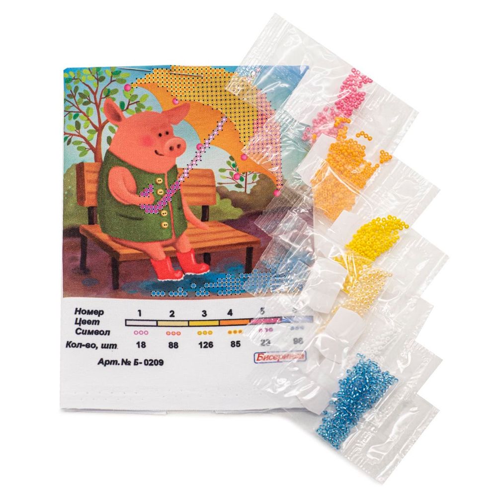 Набор для вышивания бисером Бисеринка, Под зонтиком 12х12см