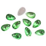 Хрустальные стразы пришивные формы капля, зеленый 7х12 мм 10 шт/упак., ХК008НН712