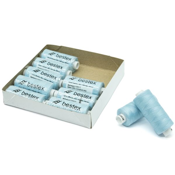 Нитки швейные бытовые Bestex 40/2, 365 м (400 ярд) / 10 кат., 355 бледно-голубой