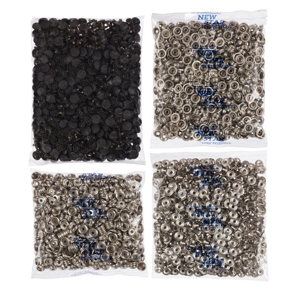 Кнопка Альфа (S-образная) ⌀15.0 мм, 720±20 шт, с пласт. верхом, пластик/нерж., черный, Gamma