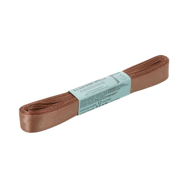 Лента атласная 1-сторонняя 12.0 мм / 10 шт по 5.4 метра, №099 коричневый, Gamma AL-12P
