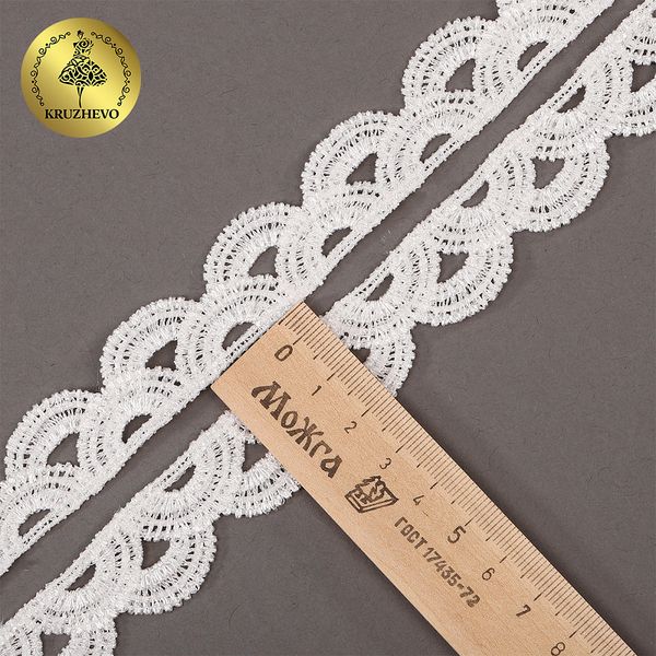 Кружево гипюр (плетёное) 22 мм, TBY.C01927A, теплый белый, 13.71м, Kruzhevo