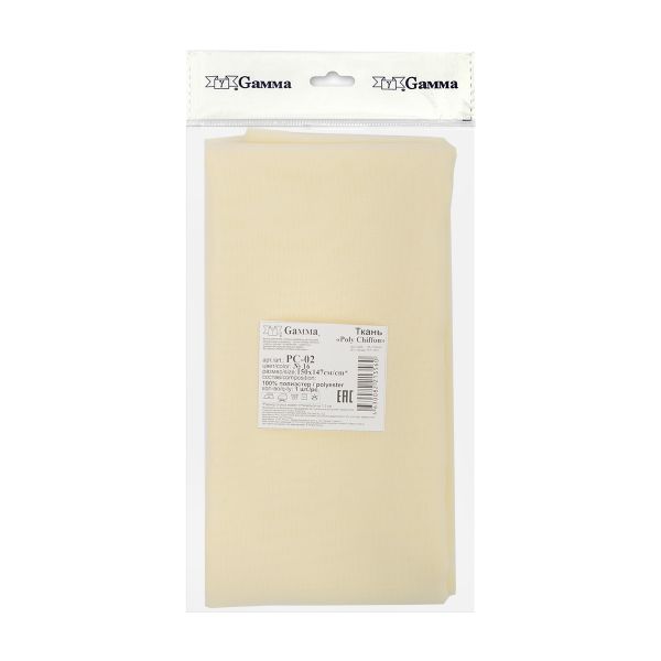 Ткань блузочная Poly Chiffon 84 г/м², 150х147 см, 16 кремовый, Gamma PC-02