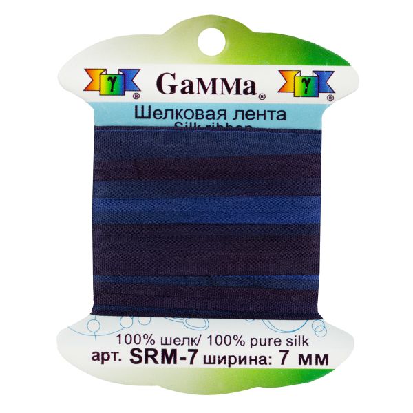 Лента (тесьма) шелковая 7.0 мм / 9.1±0.5 метров, M140 синий/т.фиолетовый, Gamma SRM-7