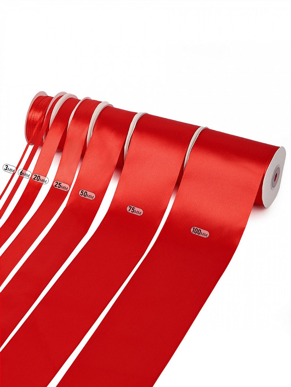 Лента атласная 1-сторонняя 6.0 мм / 22.5±1 метра, 3095 красный, Magic4Hobby