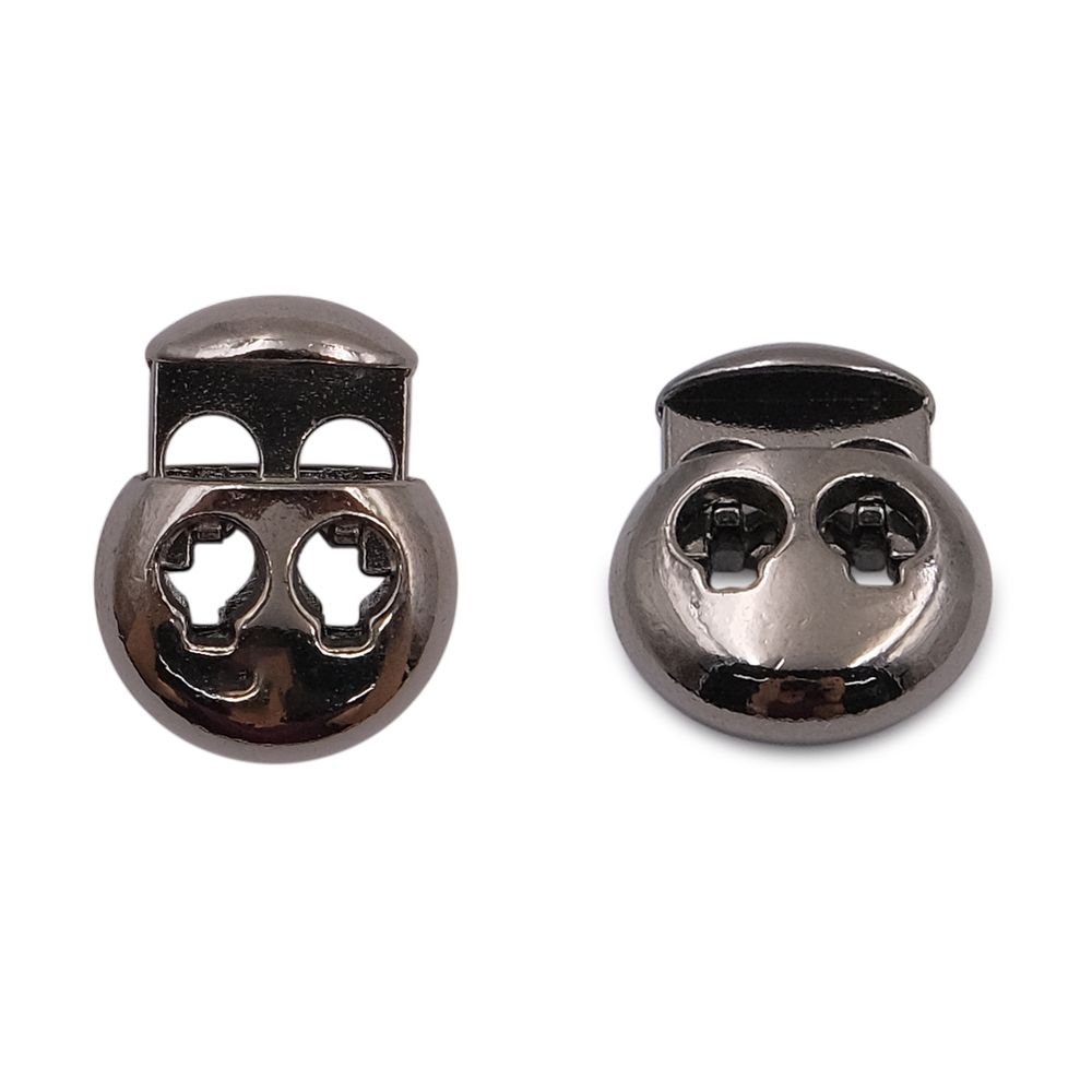 Фиксатор (зажим) для шнура металл 2 отв., 20.5х15.6 мм, ⌀3.5 мм, металл, Nickel (чер.никель), MFR12, 10 шт