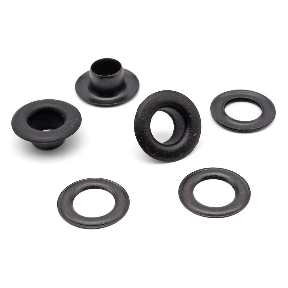 Люверсы металл ⌀_7.3 мм (внутр.), h5.41 мм (внутр.), сталь, черная резина (уп.≈100 шт) New Star