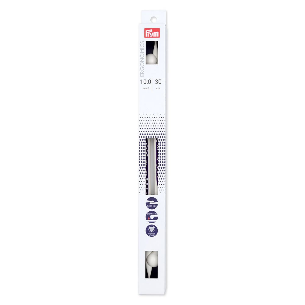Спицы прямые, Prym Ergonomics ⌀10,0 мм, 30 см