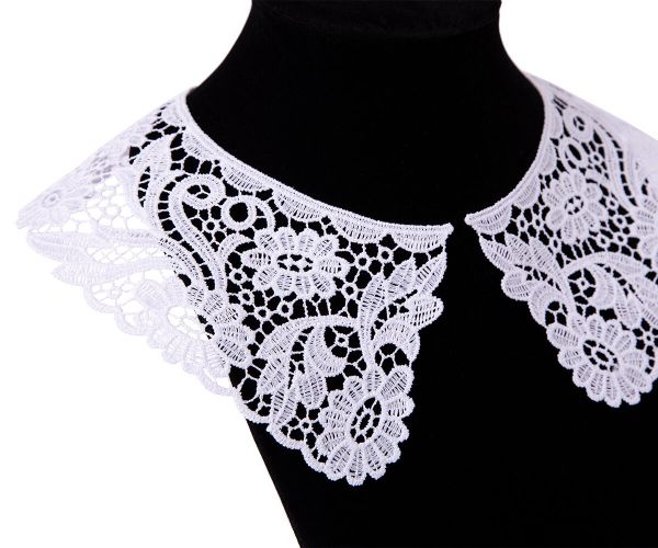 Пришивной кружевной воротник гипюр 10 см, 5 пар Турция, белый, Gamma VGM-27-03M