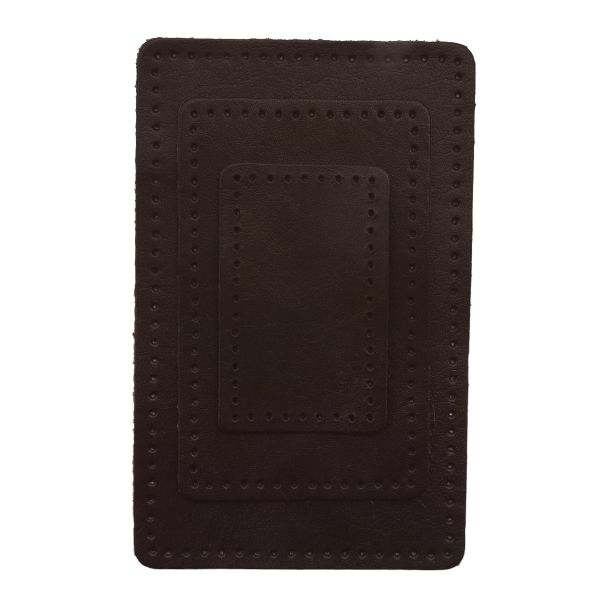 Набор заплаток пришив. из кожи, прямоуг-к 4х6,4см, 6х9,6см, 8х12,7см, с перфорацией, 3 шт (03 темно-коричневый), 9403