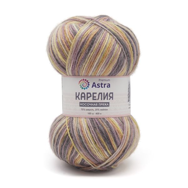Пряжа Astra Premium (Астра Премиум) Карелия носочная (Karelia sock) / уп.2 мот. по 100 г, 400 м, 1003