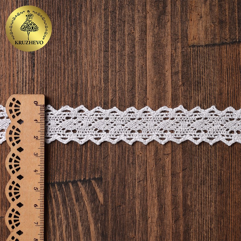 Кружево вязаное (тесьма) 20 мм / 10 метров, диз. 294, цв.02 белый уп. 10 м, Kruzhevo