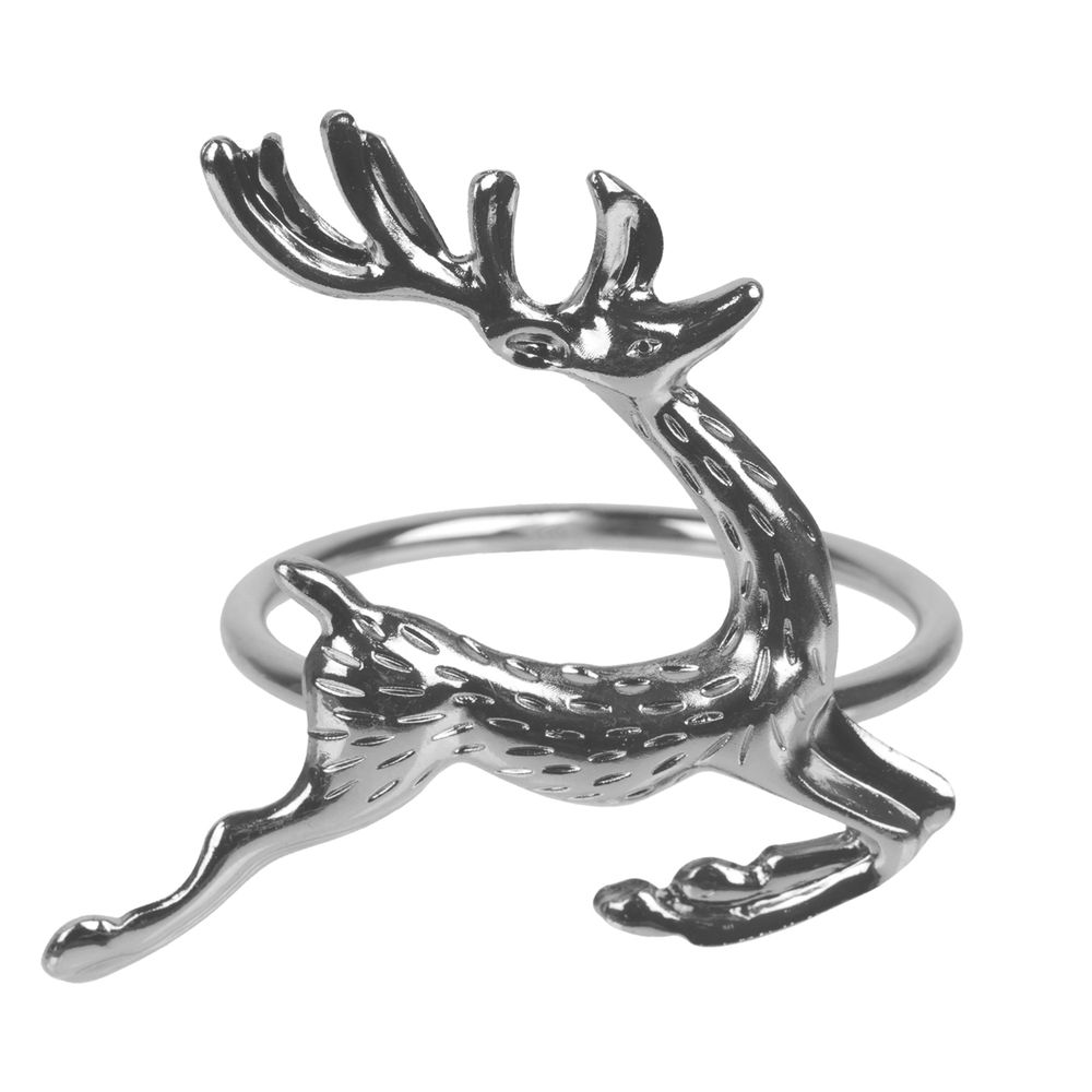 Кольцо декоративное для салфеток ⌀4 см, h5 см, №02 олень/серебро, Stilerra PFH-046