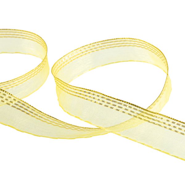 Лента капроновая (органза) 20.0 мм / 25 метров, 014 желтый/золото, Blitz ORT-20