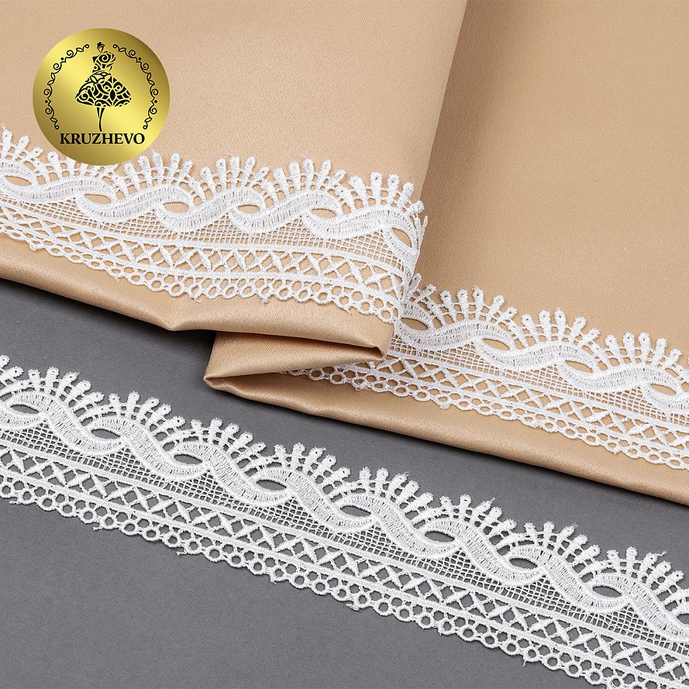 Кружево гипюр (плетёное) 40 мм, TR.16GB2005, 4 молочный, 9м, Kruzhevo
