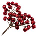 Бубенчики 15 мм, 30 шт, на ветке, красные