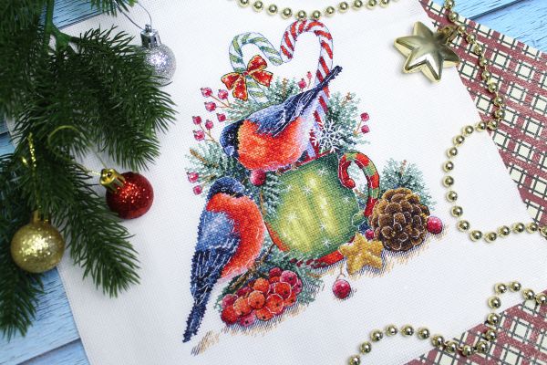 Набор для вышивания нитками МП Студия, Зимние беседы, 19х19 см