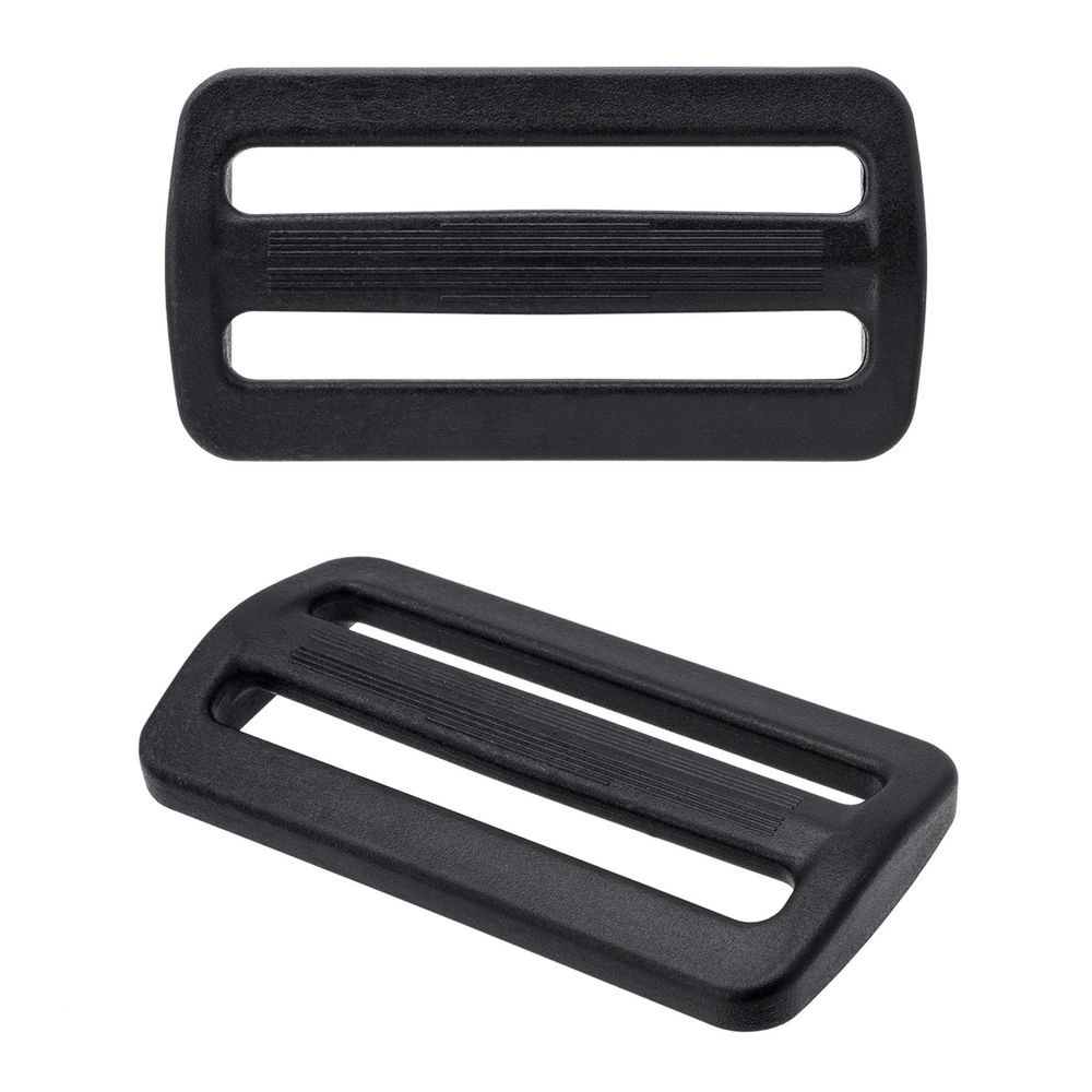 Пряжка двухщелевая ацеталь 50 мм, черный, 20 шт