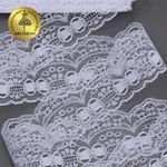 Кружево отделочное в стиле "трикотаж" 50 мм, диз. 928, цв.01 белый, уп. 9.14 м