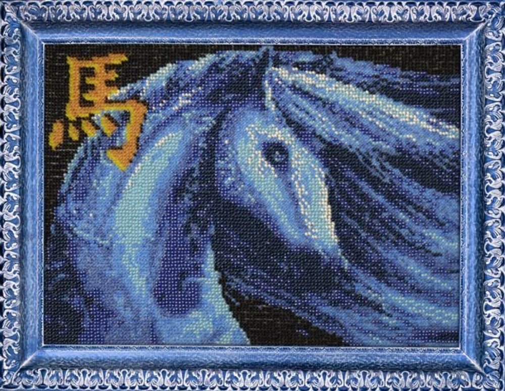 Вышиваем бисером, Синяя лошадь 18,7х27 см
