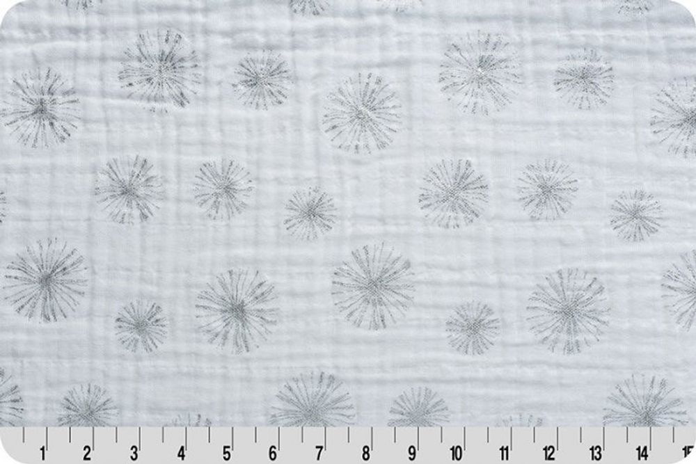 Ткань для пэчворка Peppy Embrace Metallic (марлевка), отрез 100х125 см, 120 г/м², emmmake a wish silver, Shannon Fabrics