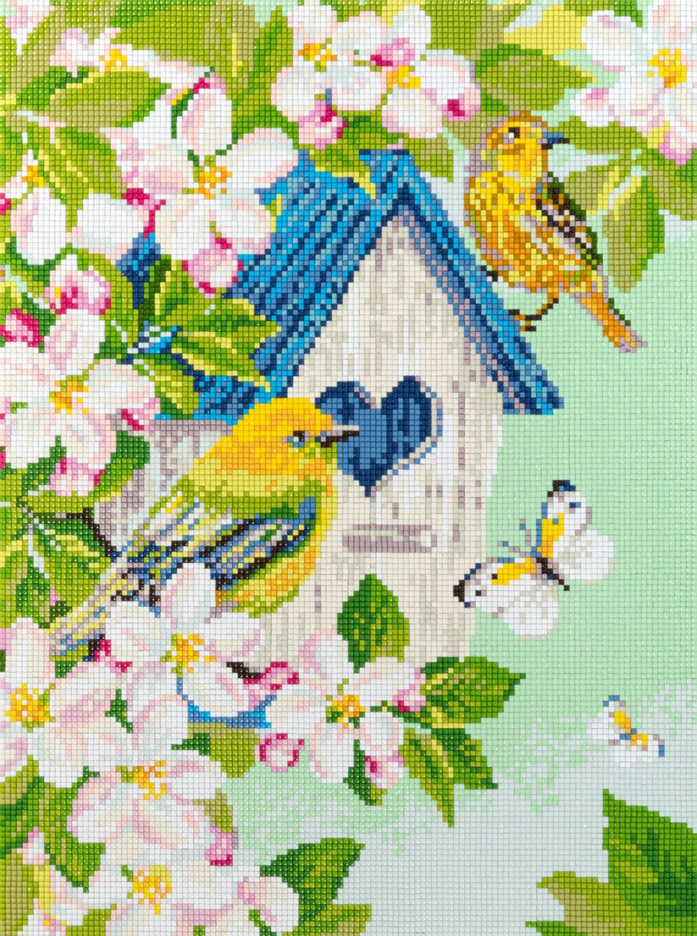 Алмазная (кристальная) мозаика Фрея ALPD-216, на подрамнике Птичий домик, 30х40 см