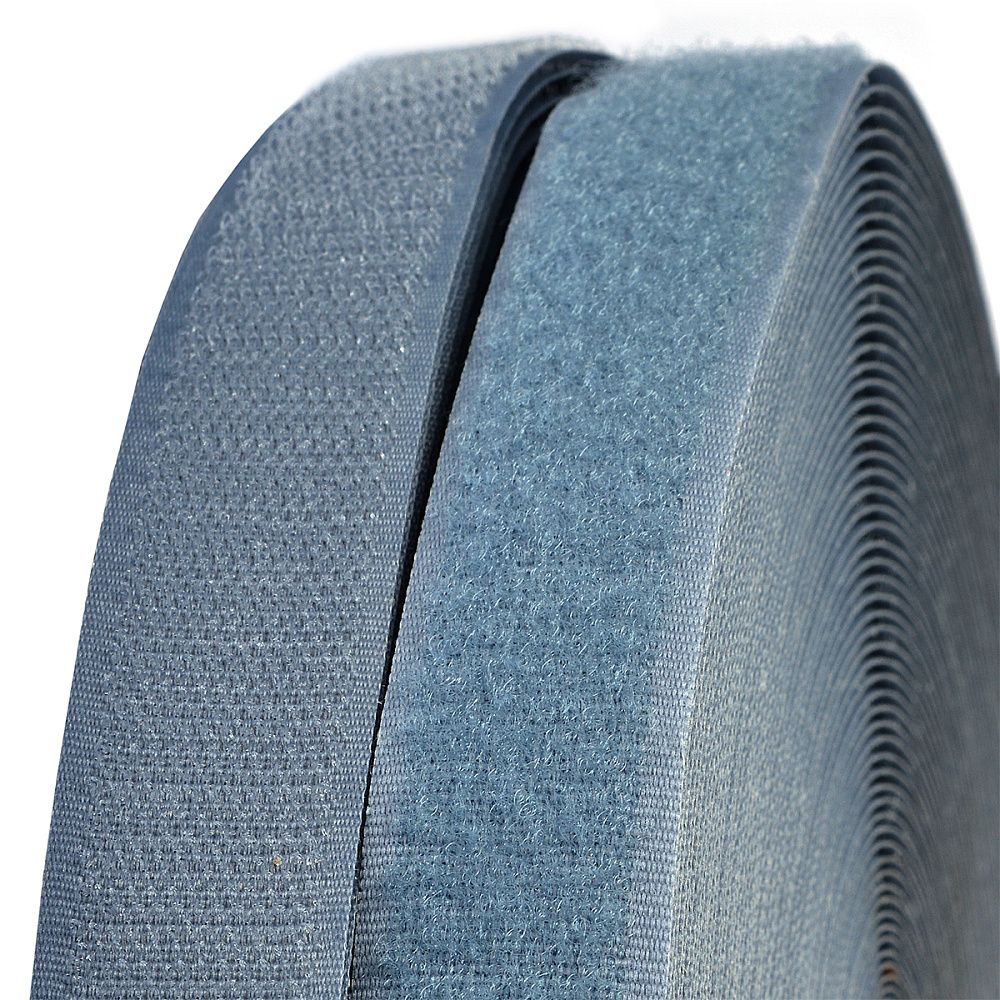 Лента контактная липучка (велкро) пришивная 25 мм / 25 метров, F316 серый, ПАРА (крючок+петля), качество "B"