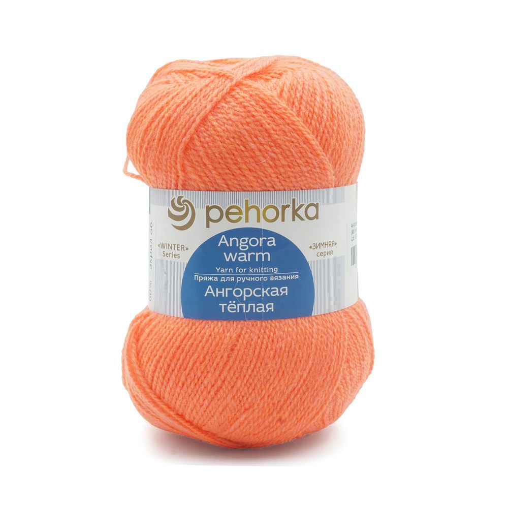 Пряжа Пехорка Ангорская теплая / уп.5 мот. по 100 г, 480 м, 396 настурция