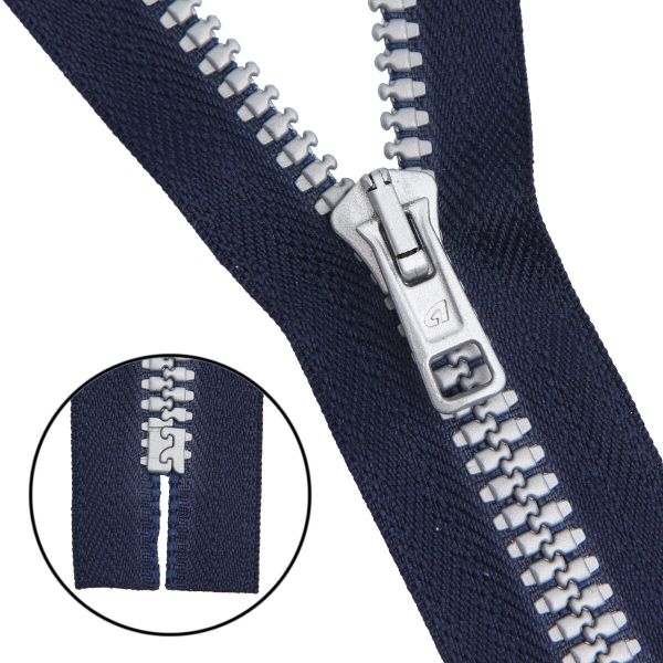 Молния трактор Arta Т6 (6 мм) 1 зам., н/раз., 18 см, Decor, цв. 044 т.синий / 991 алюминий, уп.10 шт