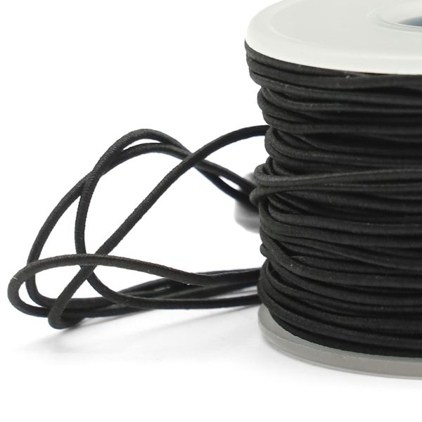 Резинка шляпная (шнур эластичный) ⌀1.0 мм / 30 метров, 0370-1100, цв.черный