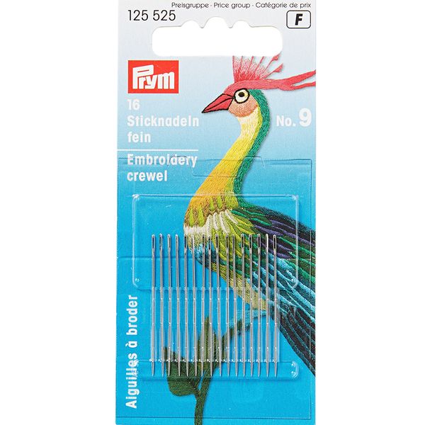 Иглы ручные для вышивания тонкие №9 16 шт, острые, Prym 125525