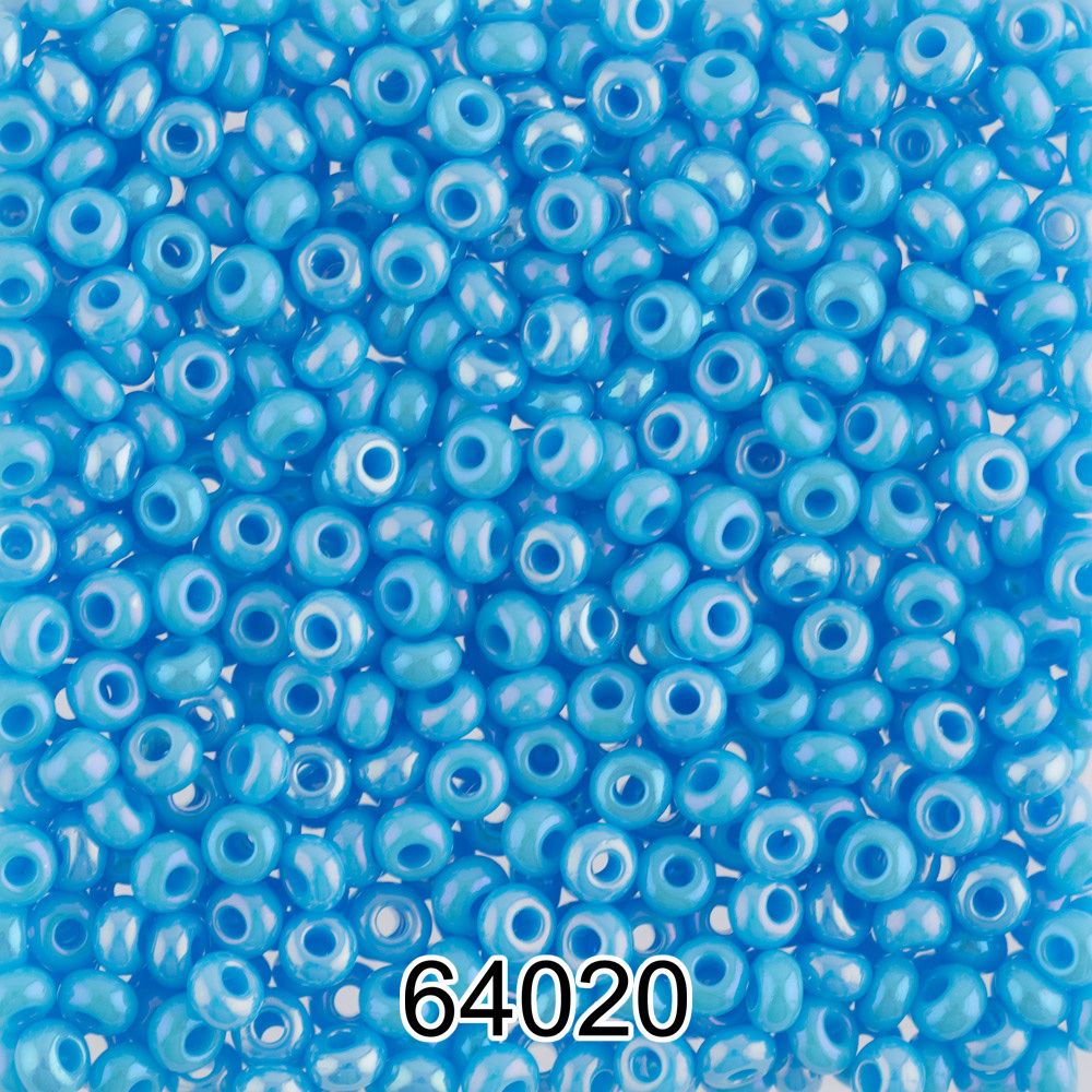 Бисер Preciosa 10/0 (2.3 мм), 500 г, 64020 (Ф080) св.голубой/меланж