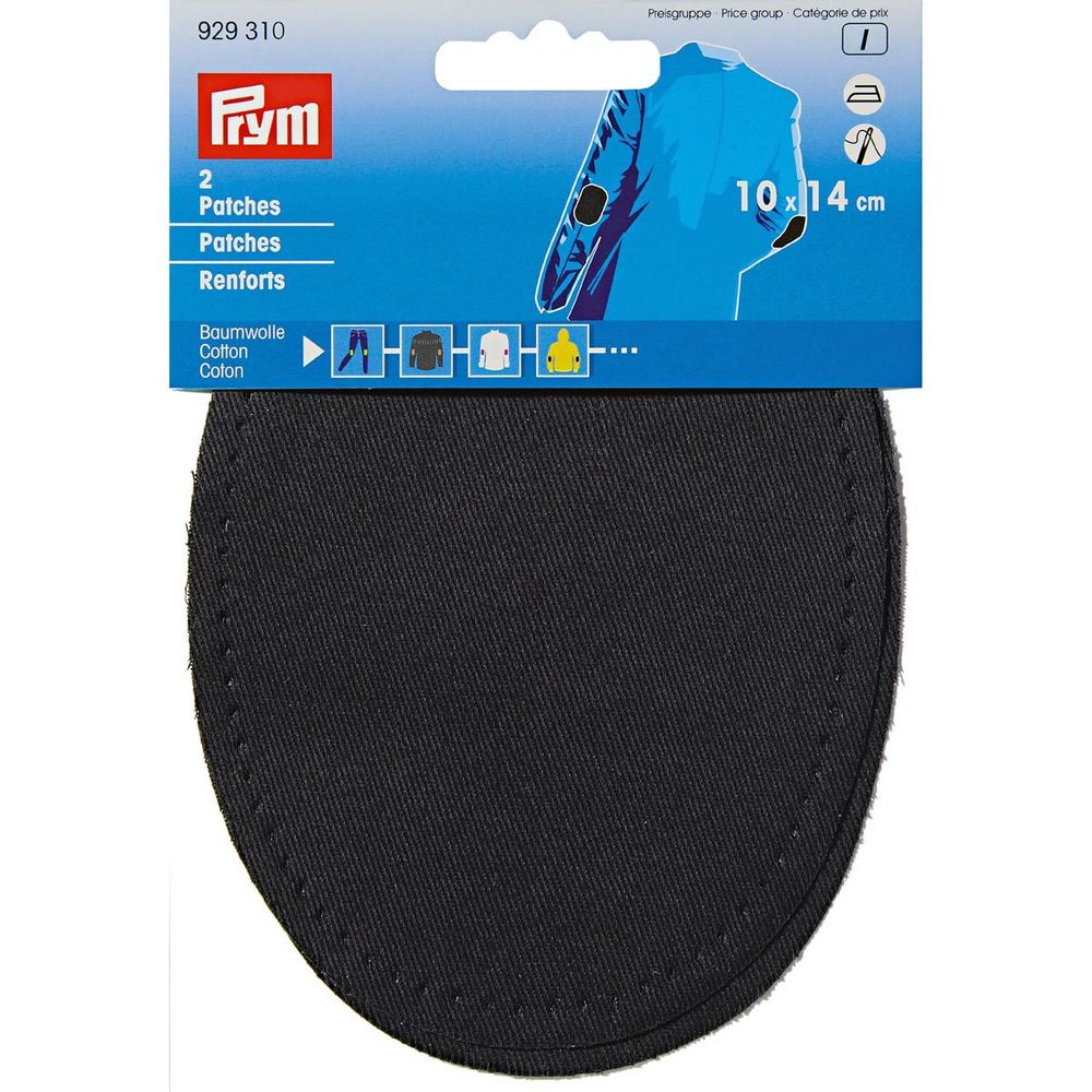 Заплатка термоклеевая 10х14см, 2 шт, черный цв, Prym