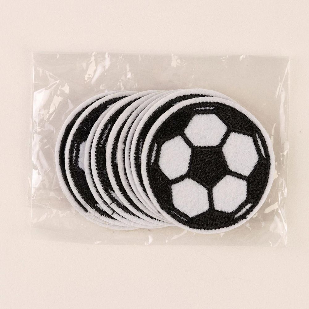 Термоаппликация футбольный мячик d5,1см, белый/черный, 10 шт